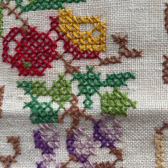 Antique vintage embroidery/stitchery give me time poem on the front with a clock - Picture 11 of 12